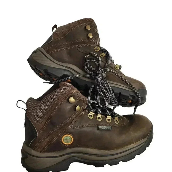 Timberland Boots Men's 7 Dark Brown White Ledge Mid Waterproof Ankle Full Grain - Picture 1 of 11